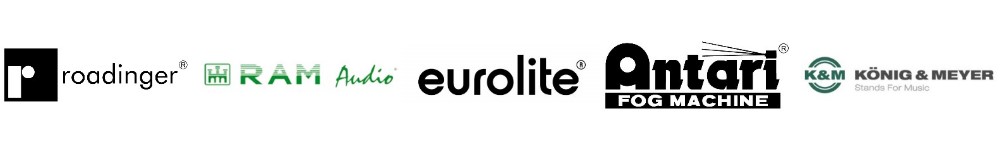 Marken Roadinger, Ram Audio, Eurolite, Antari, König & Meyer